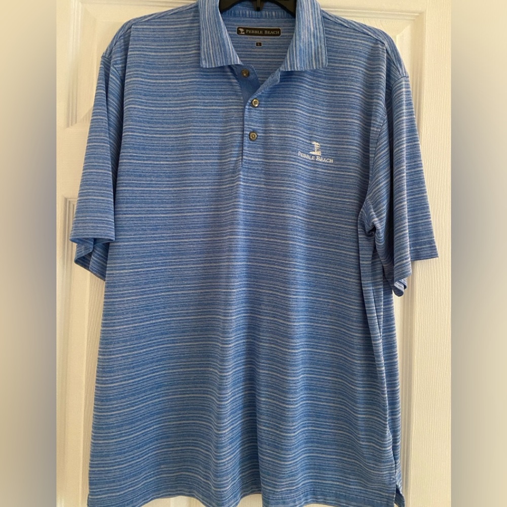 Pebble Beach Blue Striped Men's Polo Shirt